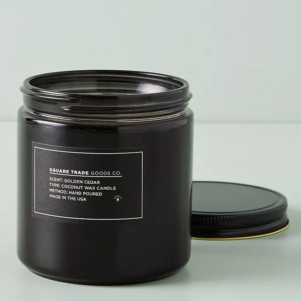NWOT! SQUARE TRADE GOODS CO. JAR CANDLE JUNIPER SANTAL 16oz Coconut Wax